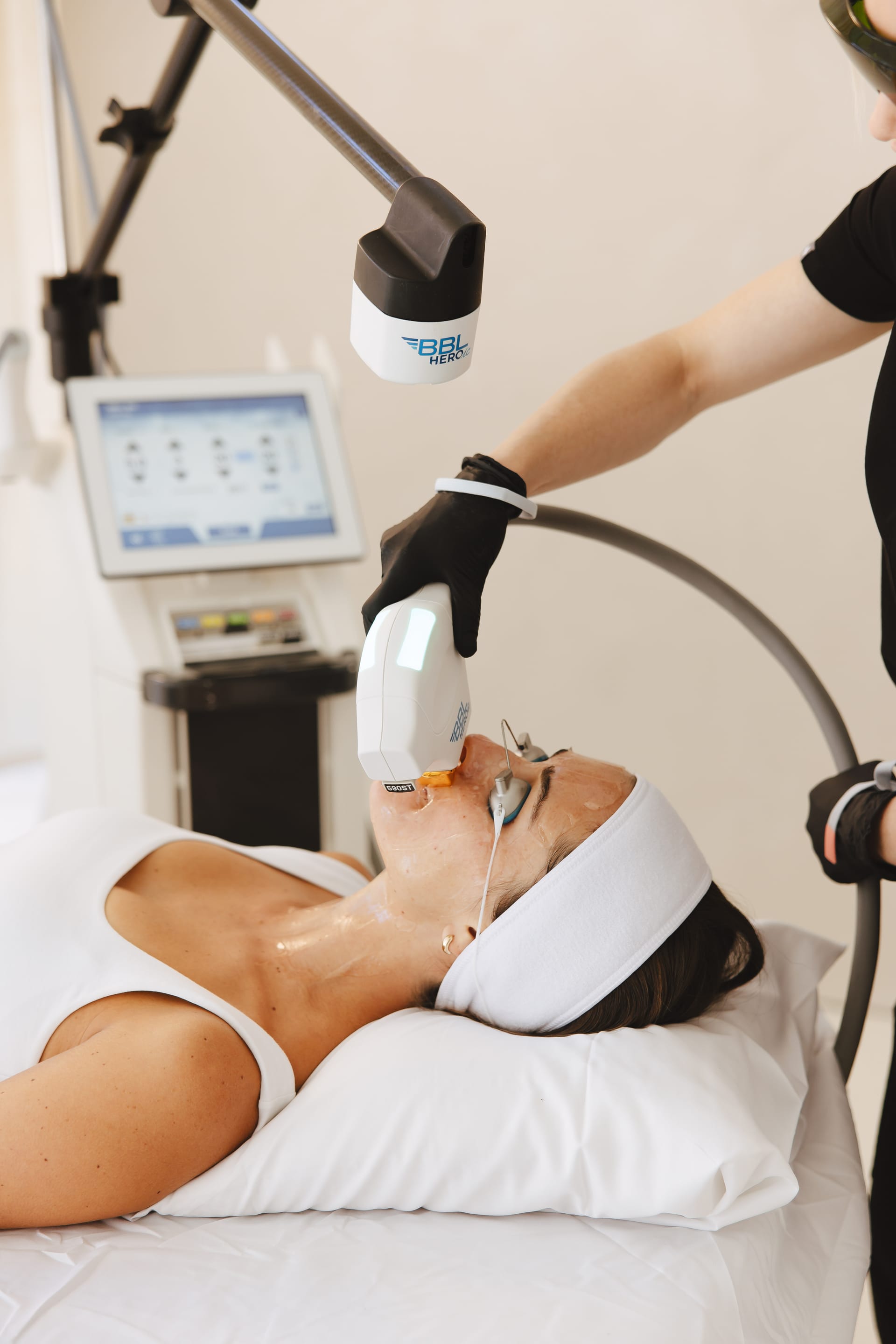 BBL HEROic treatment in progress at Treasure Valley Medical Spa — provider and machine visible