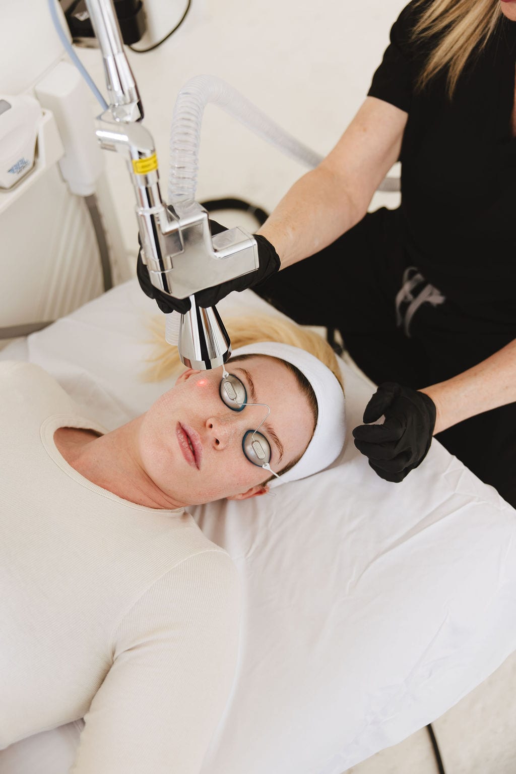Patient receiving laser resurfacing treatment